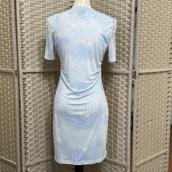 Lazy Oaf Love Birds Fitted Mini Dress Size US 8 Printed Mesh Short Sleeve Swans - Picture 3 of 9